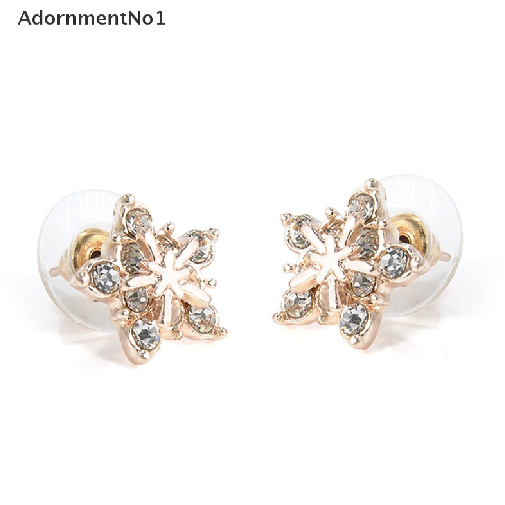 (AdornmentNo1) Anting Tusuk Bentuk Bintang / Snowflake Aksen Kristal Untuk Perhiasan Wanita