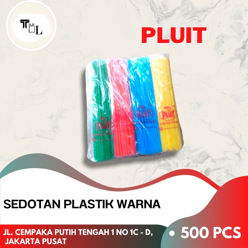 Sedotan Plastik Putih Pluit / Sedotan Plastik Warna Pluit (Isi 240Pcs)