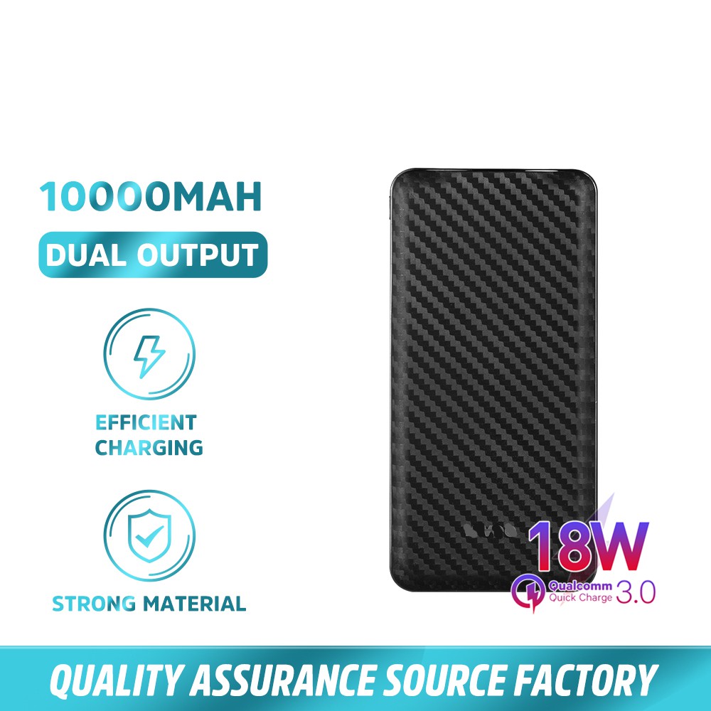 Powerbank 20000 mah 22.5W QC 3.0 PD 18W Power Bank Fast Charging Mini Murah Iphone LED Xiaomi Vivo BASIKE-PT206D Black10000mah