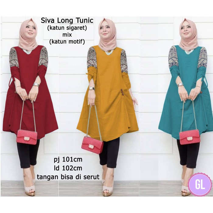 Promo baju tunik murah/atasan muslim wanita/siva long tunik/gl66132