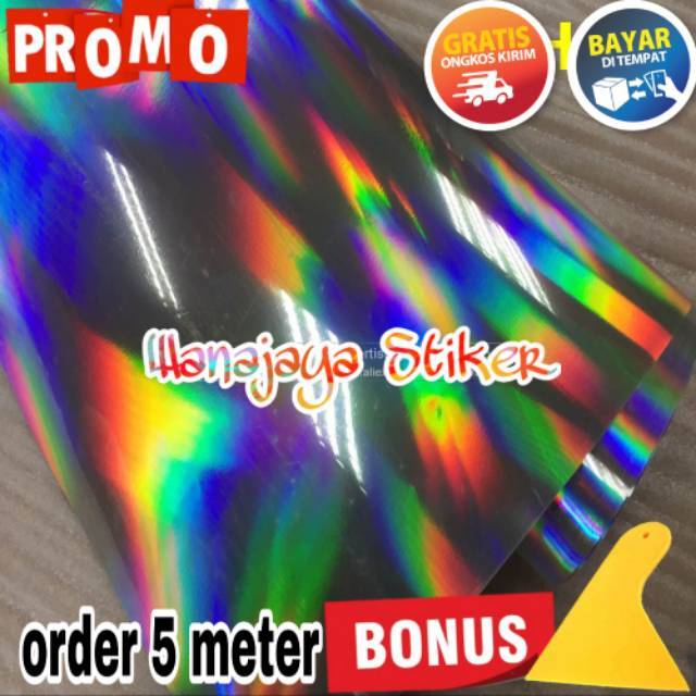 STICKER SKOTLET MOTOR WARNA PELANGI / SCOTLET LASER CROME HITAM / SKOTLET HOLOGRAM / STIKER PELANGI