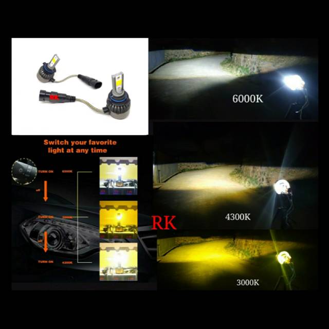 LAMPU FOGLAMP LED HB4 MULTI COLOR - LAMPU LED 9006 PNP GARANSI - LAMPU FOGLAMP XENIA