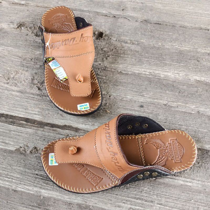 sandal Harley kulit asli pria japit jempol hr 10