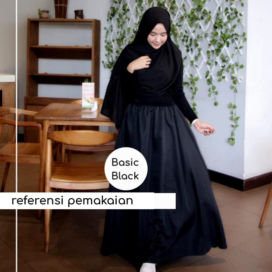 Rok Kerja Polos Panjang AMUNZEN Skirt Lebar Wanita Muslim Full Karet (Produsen Rok Wolfis Balotelli)