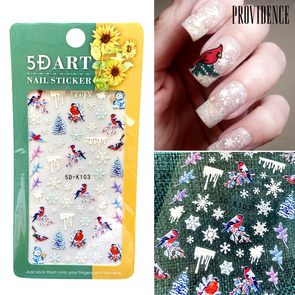 Providence 1 Sheet Snowflakes Pattern Nail Sticker Embossed Paper Smooth Surface Nail Polish Stickers Manicure Tool