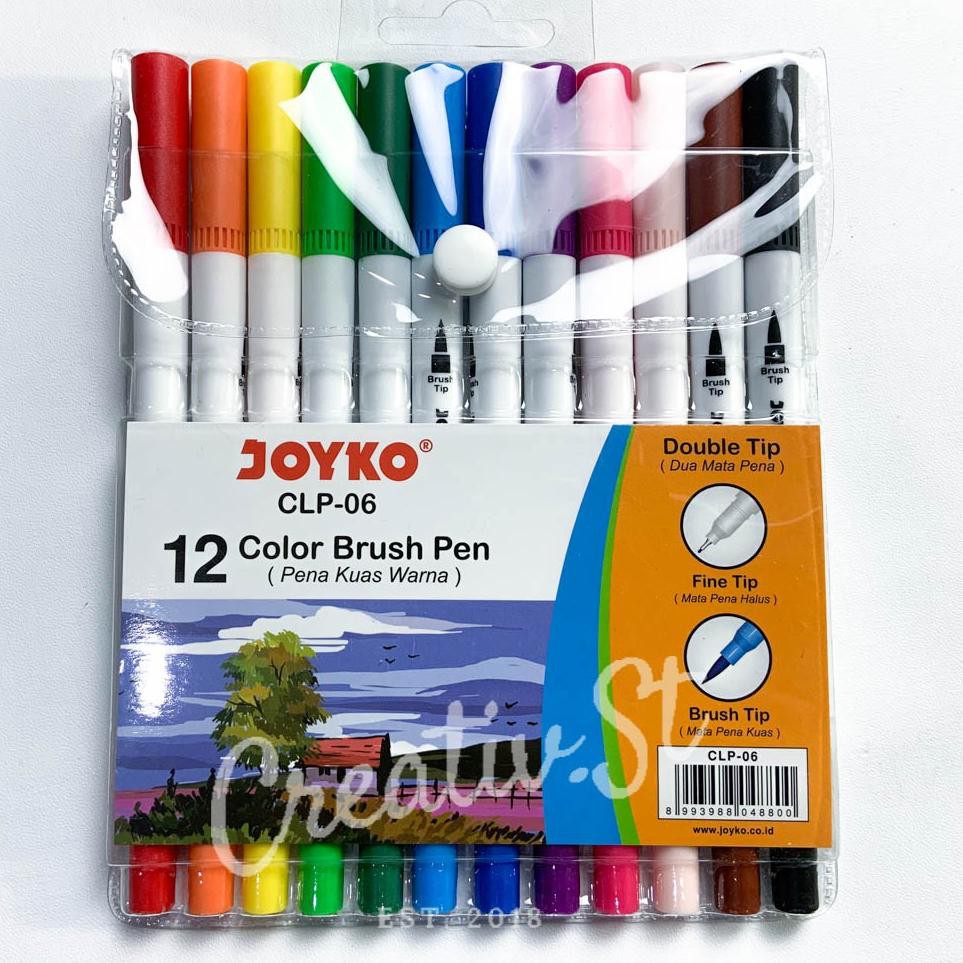 

M4asih Ready|Joyko Brush Pen 12 Warna Brush + Pen CLP-06 SET |kualitas oke...,.!