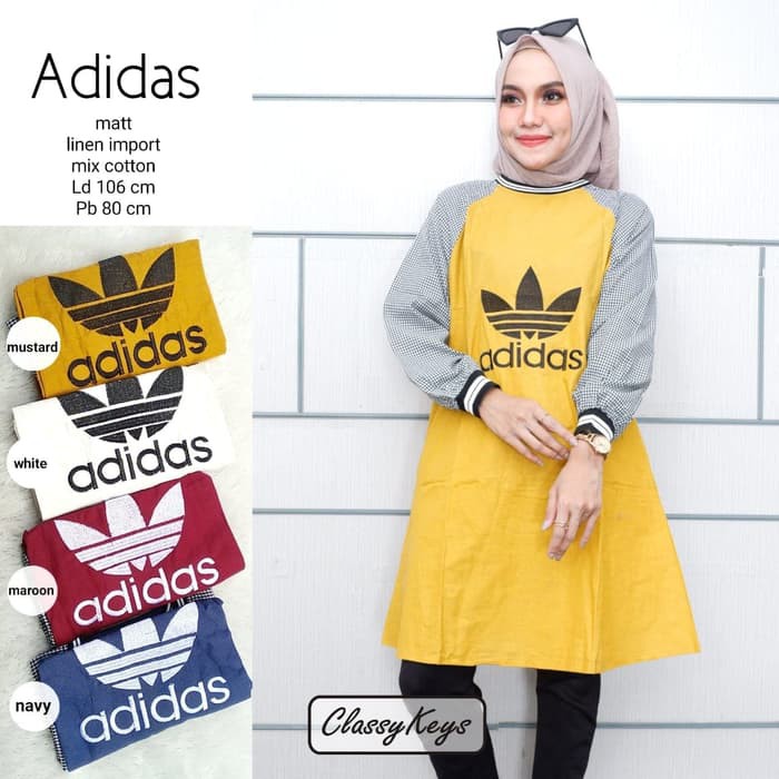 TRENDY Pakaian wanita muslim syari setelan ramadhan lebaran tunik adidas muslim modern modis lucu un