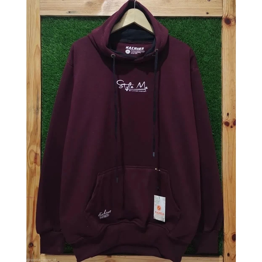 Sweeter Hoodie Pria Trend List Style Me Burgandy Hudi Flecee Tebal Korean Style Sweater Oversize Cowo/Cewe Switer Distro JNA Clothing