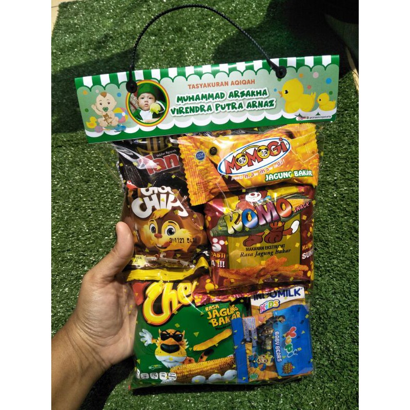 

Bingkisan snack ultah free handbag label paket HEMAT A3
