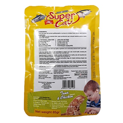 Makanan Kucing Super Cat Pouch KITTEN TUNA&amp;CHICKEN 85gr