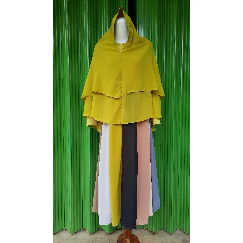 set syari ceruty pelangi, set ceruty