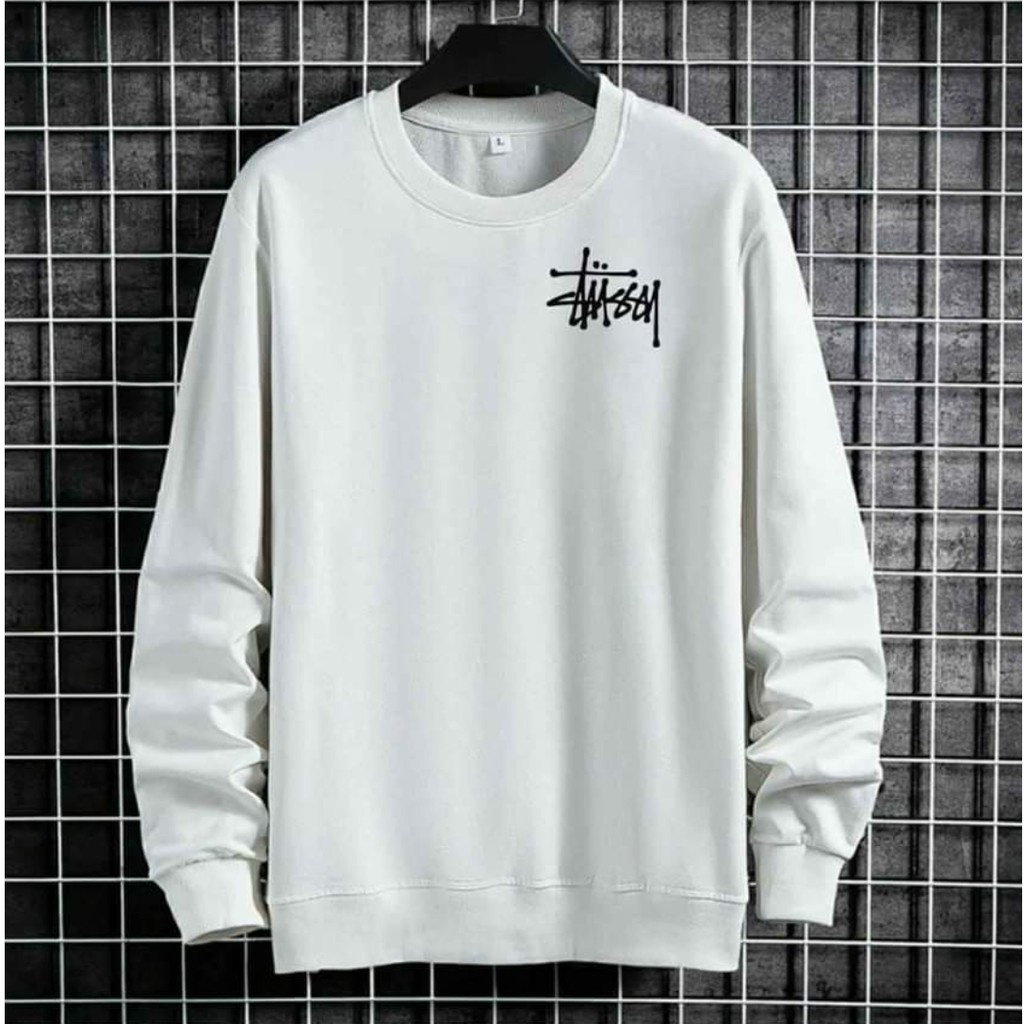 STUSSY Sweater Crewneck Pria Big Size S M L XL XXL 3XL 4XL 5XL / Bahan Fleece Tebal Premium