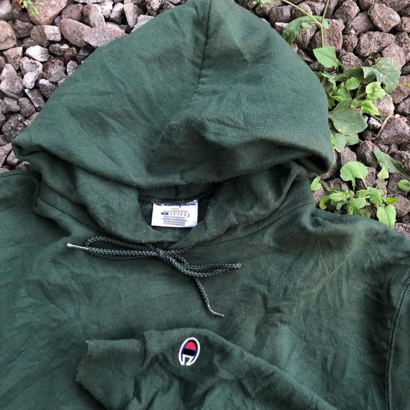 Hoodie Basic Champion Green Bottle (Hijau Botol) Second Original