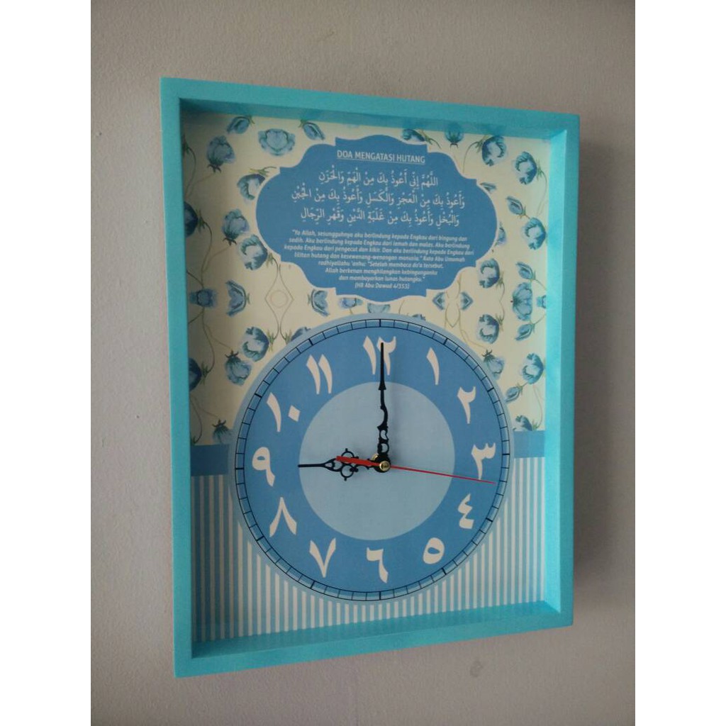 Jam Dinding Kaligrafi Custom Kado Pernikahan Shab Chic Frame Biru E7732 Indonesia