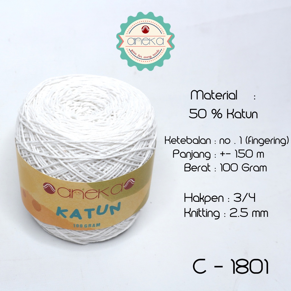 Benang Rajut Katun Polos - 1801