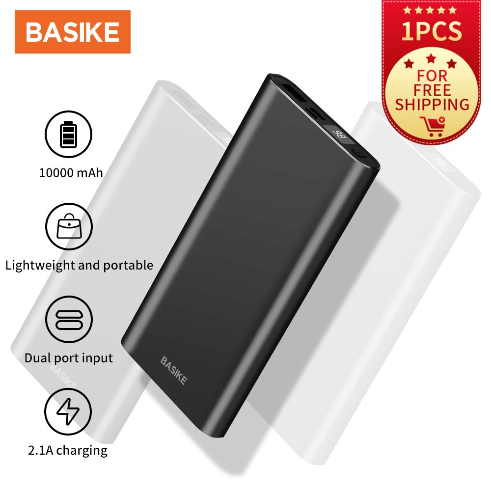  Powerbank  Mini  LED 10000mAh BASIKE 2 Inputs Type C Micro 