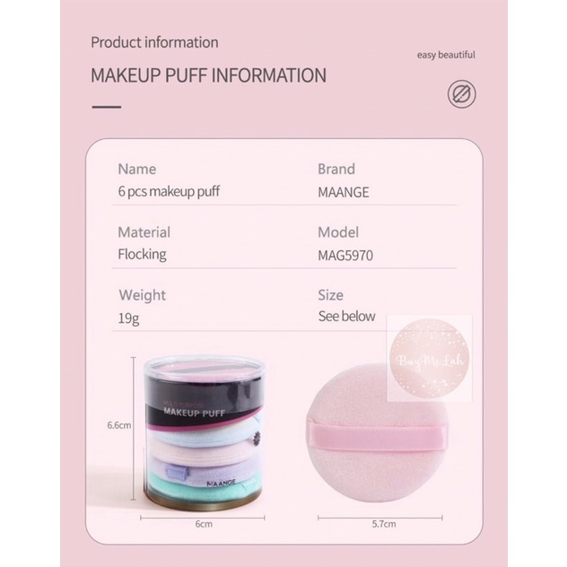 Maange 6pcs Puff Makeup Powder Sponge/spons powder