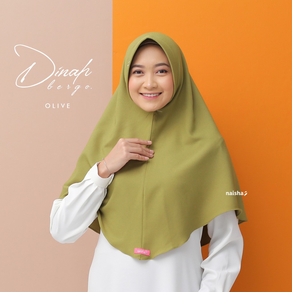 Naisha Official Dinah Bergo Pad Jilbab Instan Muslimah Syari-Olive