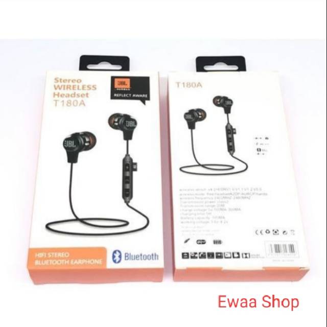 HEADSET BLUETOOTH JBL T180A PLUS SLOT MEMORY EARPHONE WIRELESS SPORT PUTIH