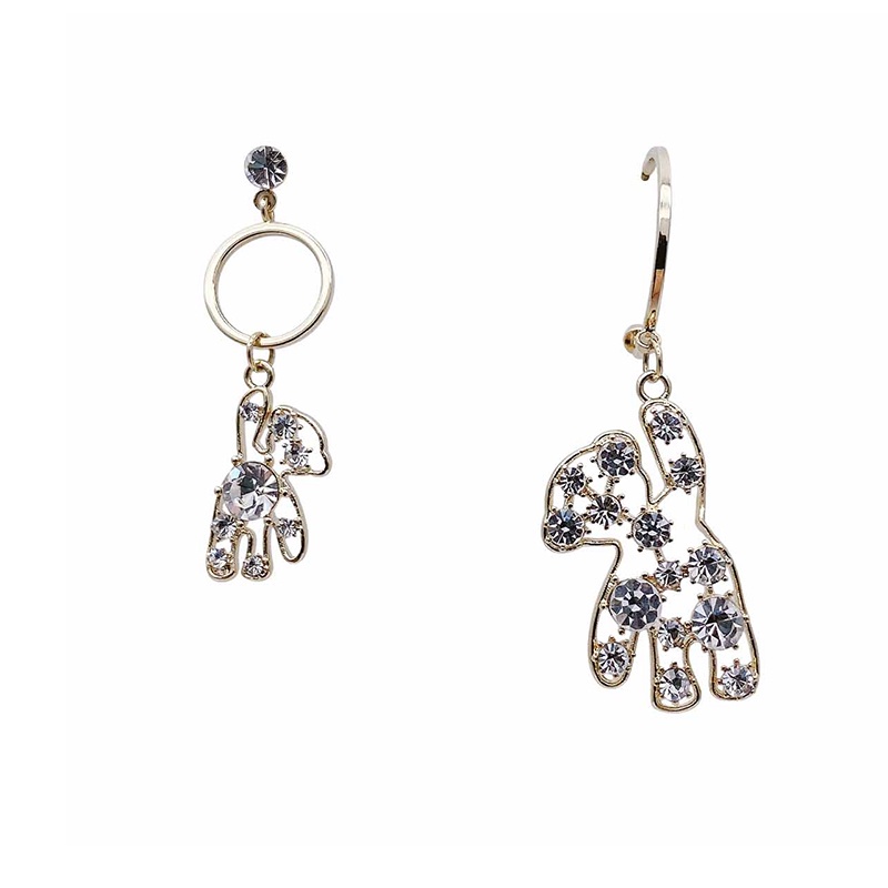 Sparkle Diamond Bears Earrings Lady's Korea Manis Dan Lucu Aksesoris Telinga