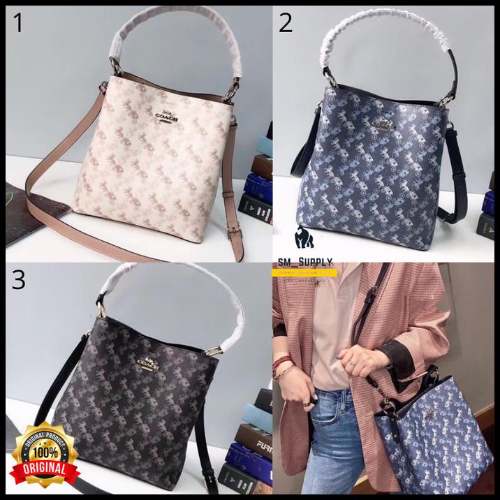 Tas Wanita Coach Bucket Bag With Horse And Carriage Print 236