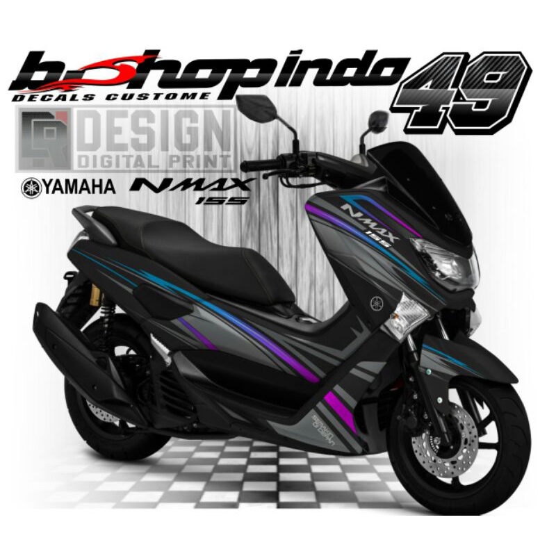 Sticker Decal Nmax Old Full Body Variasi Warna Abu Grapis Ungu Simple