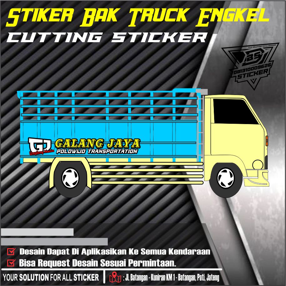 sticker cutting bak truck engkel.stiker variasi tulisan bak truck/canter/elf/ragasa/umplong/dyna