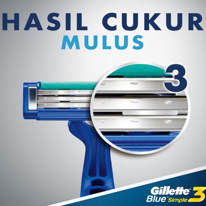 K1277878 Gillette Pisau Cukur Blue 3 Simple 4Pcs - Flexi V21U