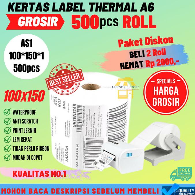 

SALE KERTAS TERMAL STICKER 100X150 500PCS UKURAN A6