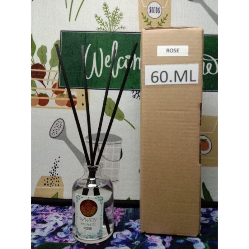 Reed Diffuser Aroma Terapi Pengharum Ruangan Essential oil Aromatherapy Replenisher Bunga Difuser-ARM 60 - ROSE