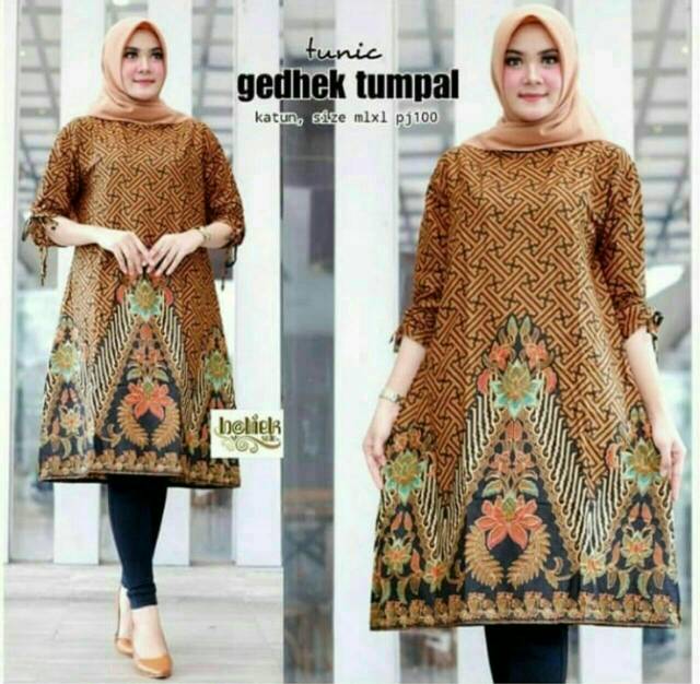 Tunik Batik Motif Gedhek Tumpal Terviral di SHOPPE TUNIC NAVBOR YELBOR WHITBOR CREAMBOR TUNIK BATIK MODERN