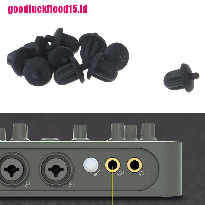 {LUCKID}10pcs Black Rubber 6.35mm Audio Jack PC DVD Microphone Socket Dust Cover