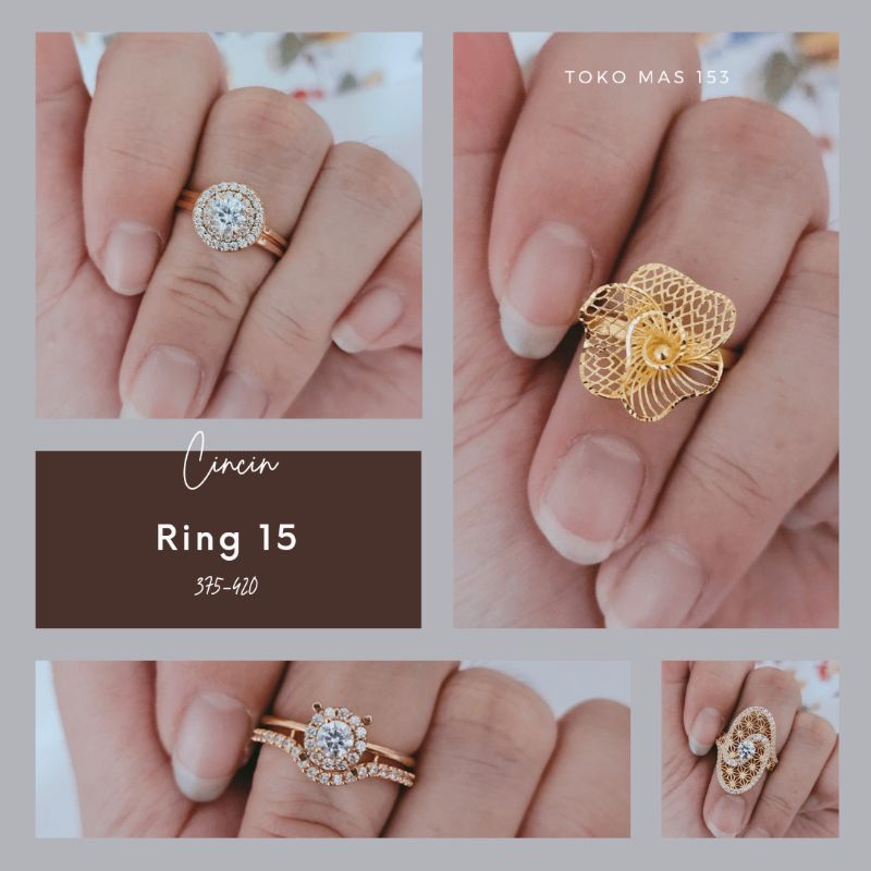 WAJIB TANYA STOK Realpic Cincin Emas Asli Kadar 375-420 | Ring 15 | Part 2