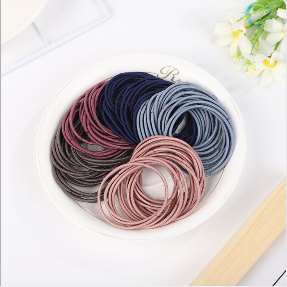 Ikat Rambut Korea I Can't Swim isi 100 pcs Free Pouch Gelang Tali Karet Korean Style Kunciran