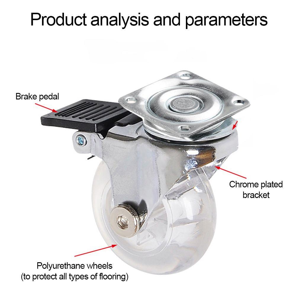 Kastor Kursi Nanas Katrol Transparan Empuk Roda Karet Furniture Caster