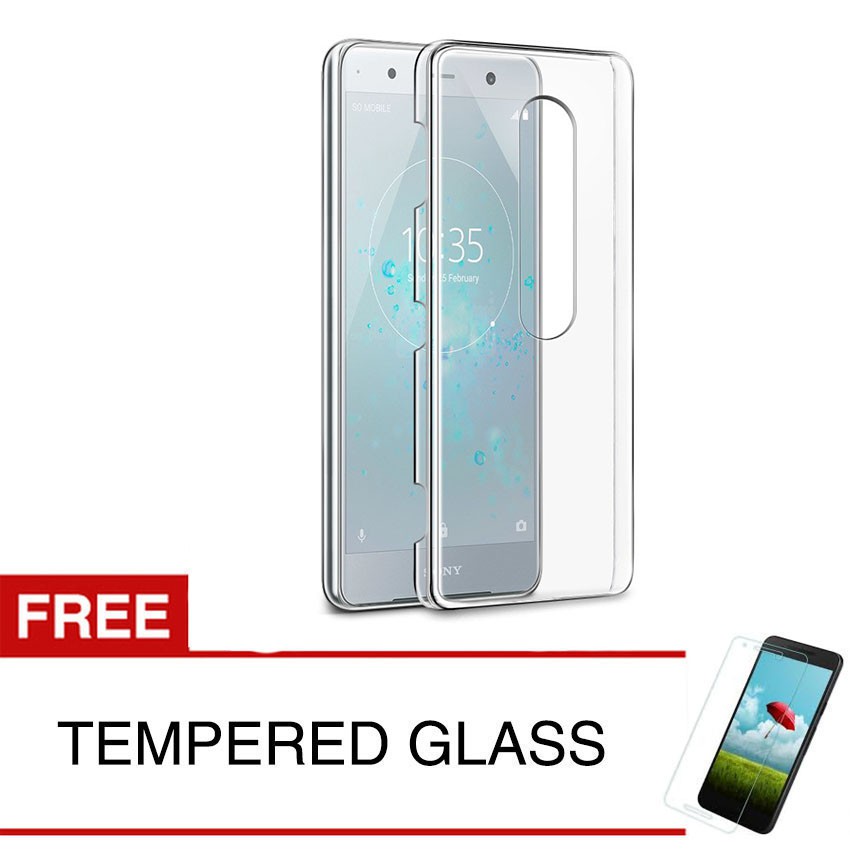 Crystal Case for Sony Xperia XZ2 Premium - 5.8 inch - Clear Hardcase +  Gratis Tempered Glass