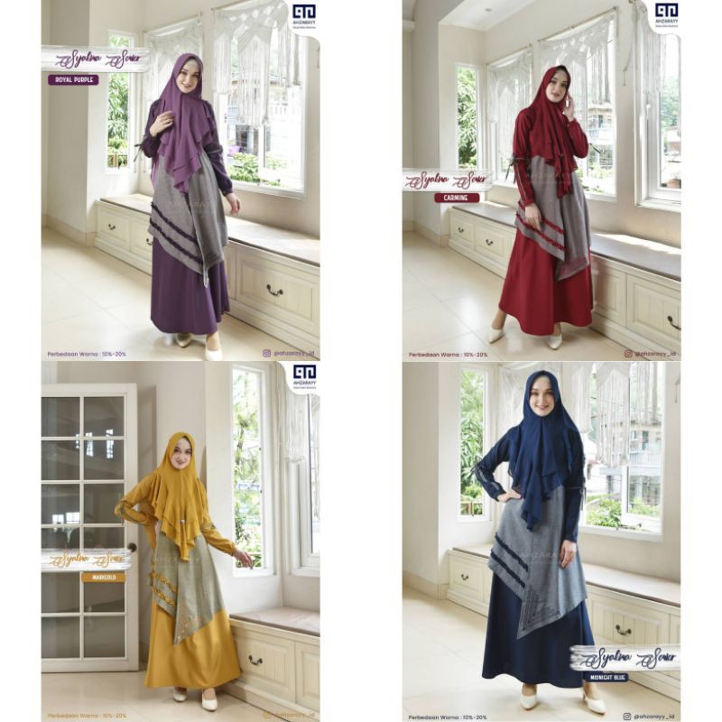 Syakira Gamis Dress Dewasa Ibu Original By Ahzarayy Family Set Series Terbaru