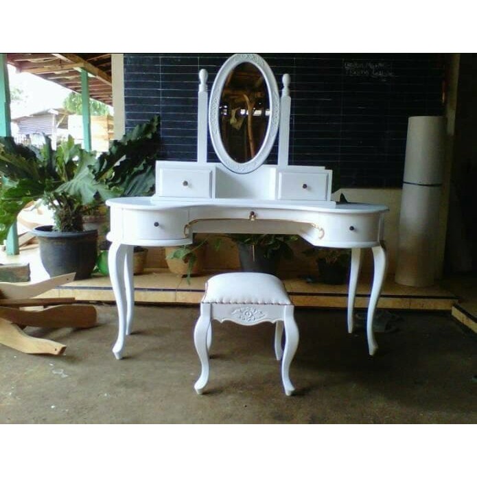 meja rias tolet putih mebel jepara