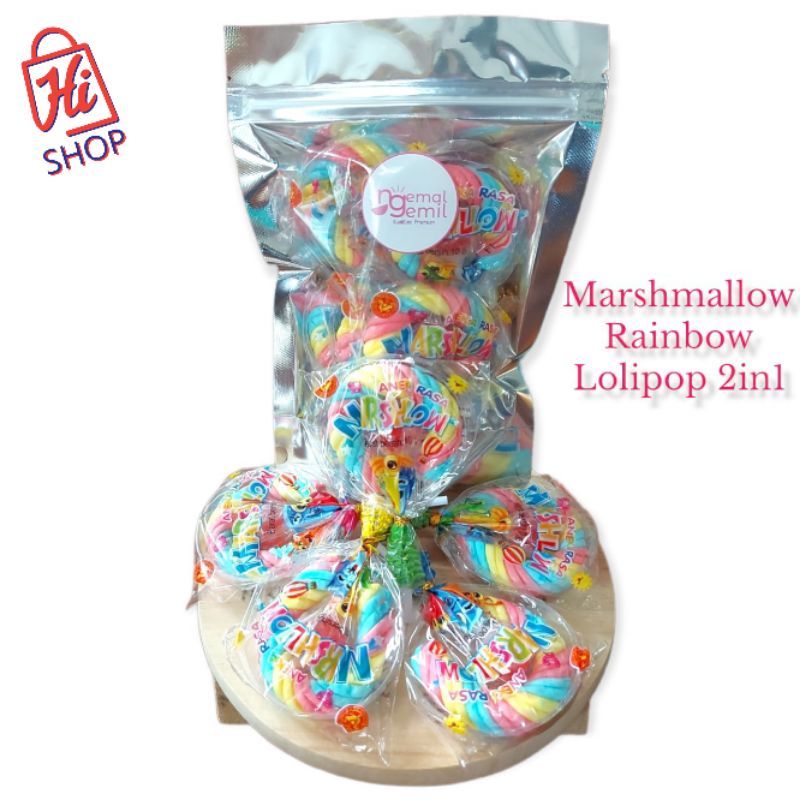 

Marshmallow Rainbow Lolipop 2in1 Marshpop Rainbow Kualitas Premium