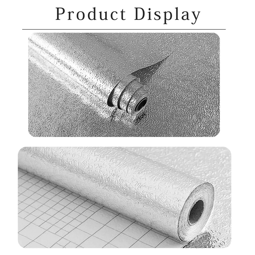 Wallpaper Stainless Dinding Tembok Dapur Alumunium Foil Anti Minyak Anti Air Aluminium Foil Wallpaper Dapur