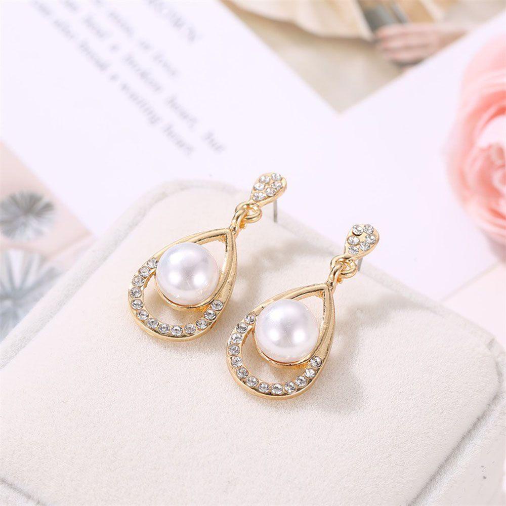 Mxbeauty Set Perhiasan Wanita Pengantin 1Set Kalung Mewah Tetesan Air Mutiara Handmade Jewelry