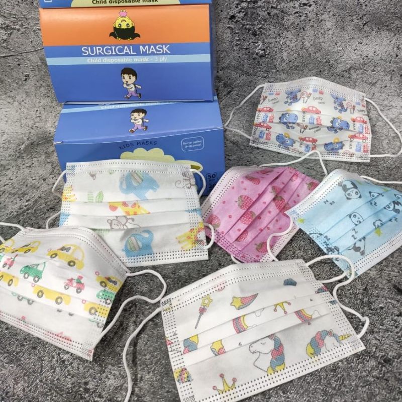 MASKER ANAK 3 PLY ISI 50PCS/ MASKER ANAK KARAKTER 3 PLY ISI 50PCS MASKER 3 PLY ANAK ISI 50