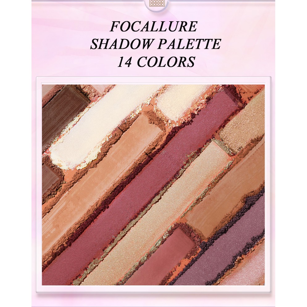 FOCALLURE Eyeshadow Palette With Brush 14 Colors (100% Original, BPOM Certified)