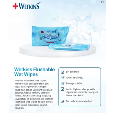 wetkins clean dan flush tisu basah isi 10's