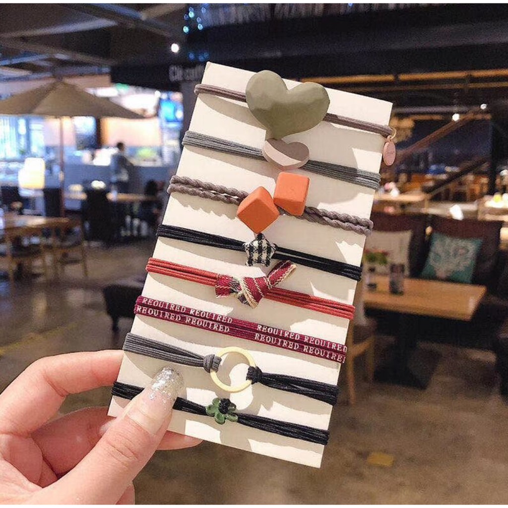 Civeto IK28 Ikat Rambut Mix Pattern Set 8 Pcs-mix red