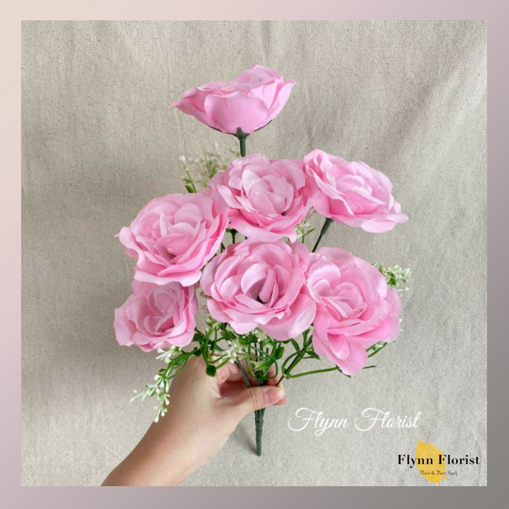 Bunga Mawar Impor Rose Paris Kombinasi x7 (satuan) Bunga Artificial / Bunga Plastik / Bunga Dekorasi-4