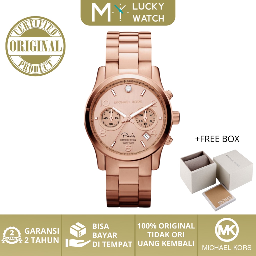 [ Original - Garansi 2 Thn ] MK5716 Jam Tangan Wanita Paris Limited Edition Stainless Steel Rose Gol