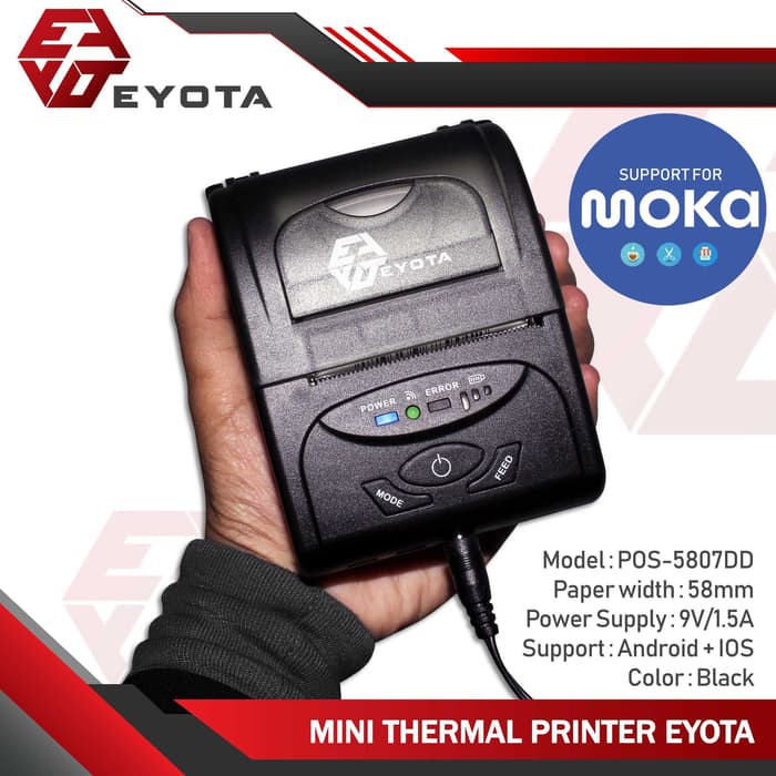 ORIGINAL EYOTA Mini Thermal Printer POS-5807DD - Portable Bluetooth