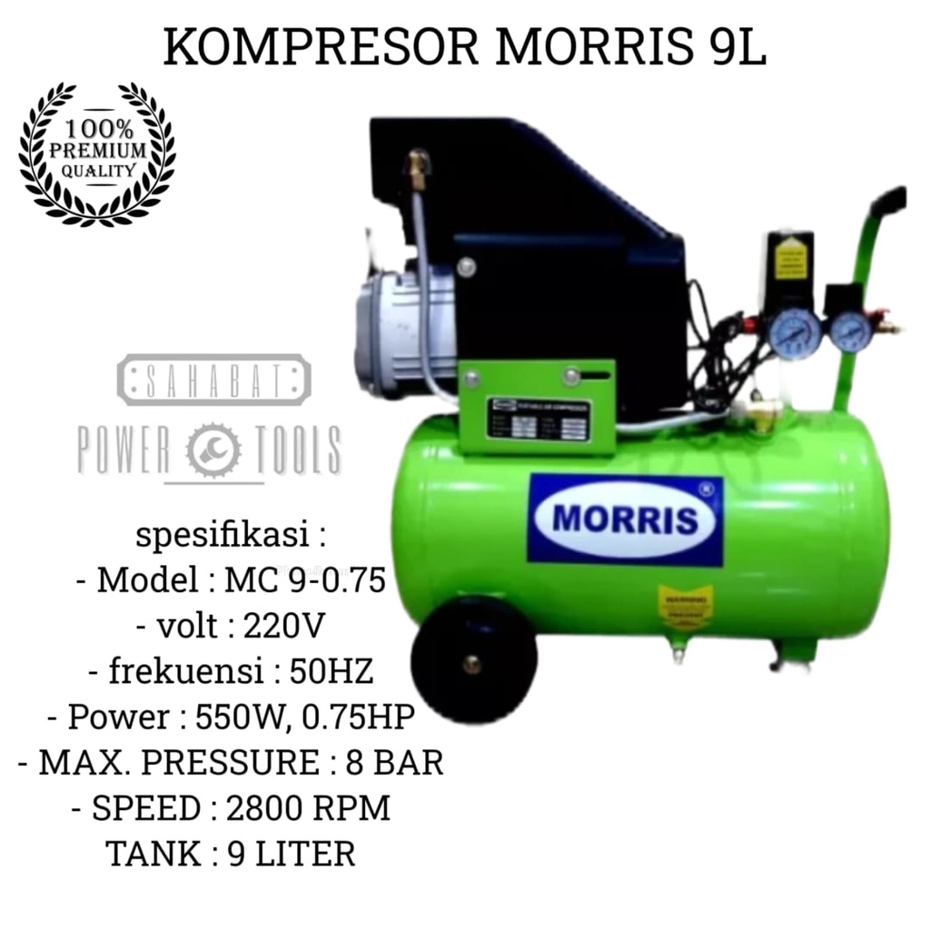 BERGARANSI BISA COD!! PAKET kompresor angin listrik MORRIS 9 LITER  // Kompressor + YUKIDO spraygun F75 +slang paket 4.5mtr+YUKIDO air chucK +YUKIDO air duster + inflaktor TERMURAH!!