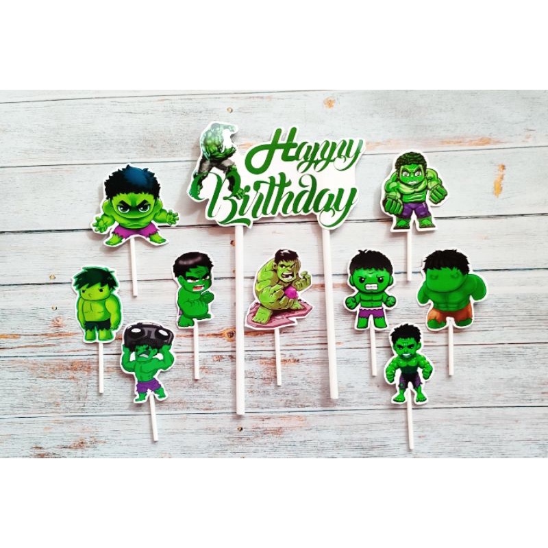 topper toper hiasan kue cake nasi tumpeng ulang tahun happy birthday karakter hulk